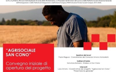 “AGRISOCIALE SAN CONO” PROGETTO PILOTA DI AGRICOLTURA SOCIALE INNOVATIVA. CONVEGNO INIZIALE DI APERTURA, LUNEDÌ 25 LUGLIO, ORE 12, AULA CONSILIARE DEL COMUNE DI SAN CONO.