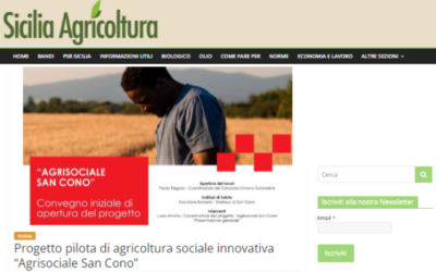 Sicilia Agricoltura (24.07.2022) Progetto pilota di agricoltura sociale innovativa “Agrisociale San Cono”