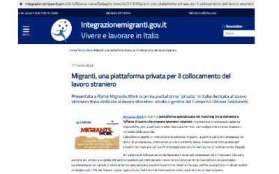 Integrazionemigranti.gov.it (17.03.2023) Migranti, una piattaforma privata per il collocamento del lavoro straniero