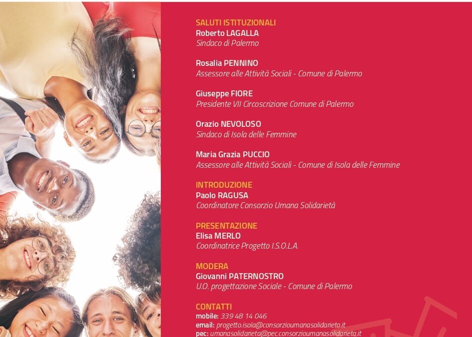 A Palermo, giovedì 27 aprile, si presenta il Progetto I.S.O.L.A. – Iniziative Sinergiche Orientate a Lavoro ed Aggregazione