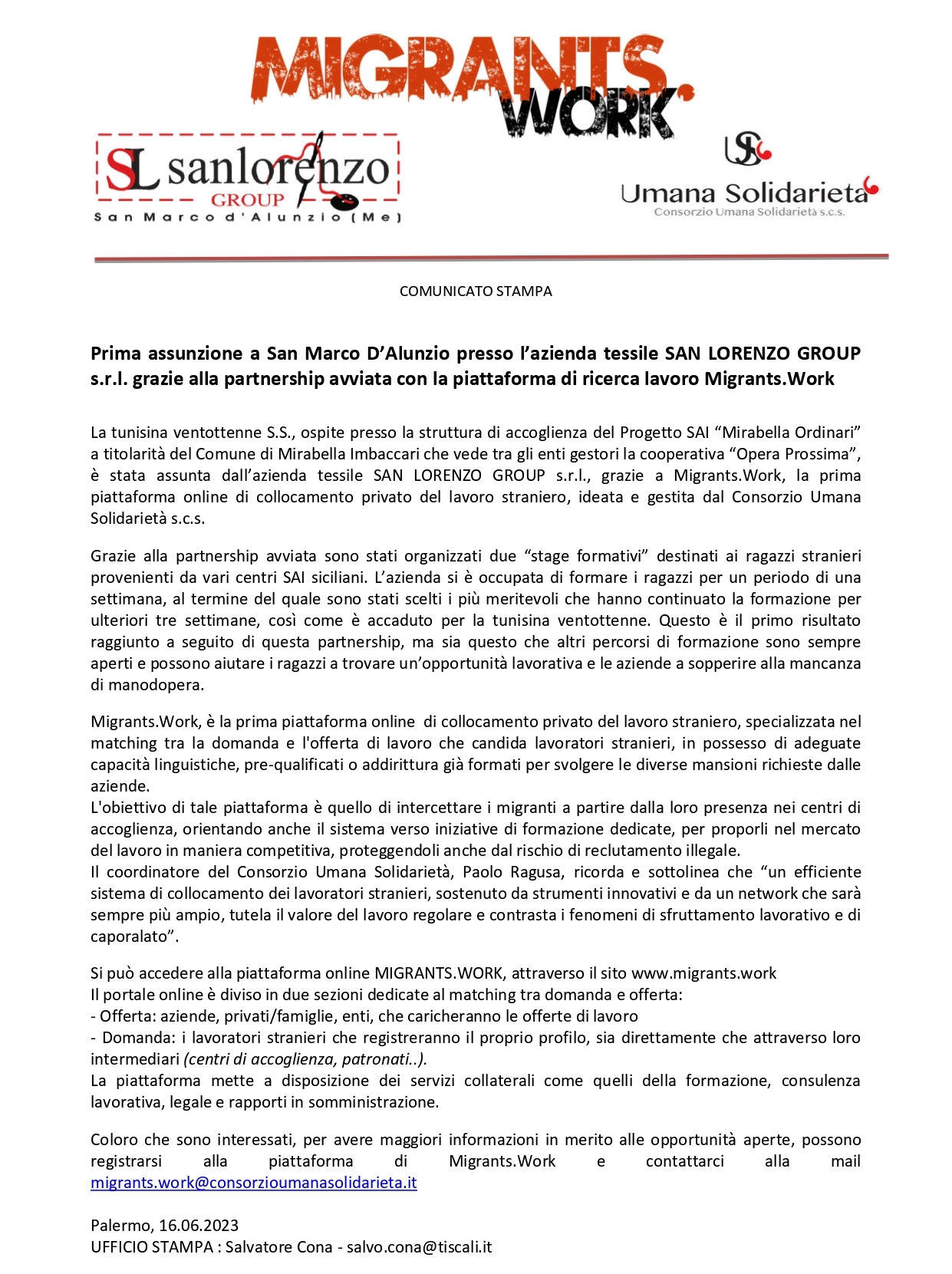 COMUNICATO STAMPA assunzioni MIGRANTS 16.06.2023_page-0001