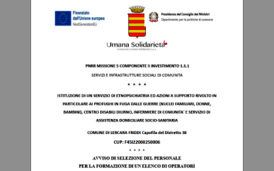 Avviso di selezione del personale per la formazione di un elenco di operatori – Comune di Lercara Friddi (Capofila Distretto 38) – CUP: F45I22000250006 – Istituzione di un servizio di Etnopsichiatria e azioni a supporto per profughi, Centro Disabili Diurno, Infermiere di Comunità e Servizio di Assistenza Domiciliare Socio-Sanitaria – PNRR Missione 5, Componente 3, Investimento 1.1.1 – Servizi e Infrastrutture Sociali di Comunità