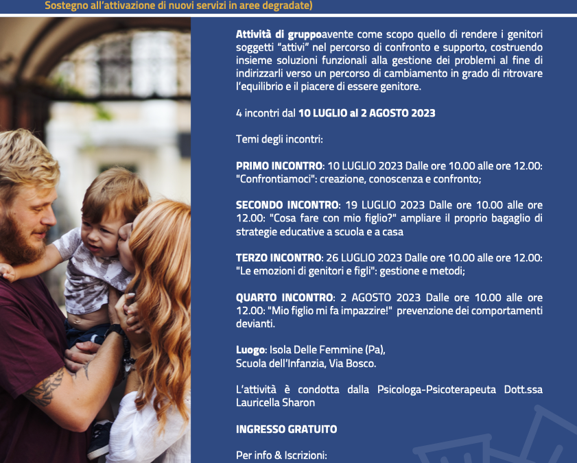 ISOLA PARENT TRAINING – ISOLA DELLE FEMMINE