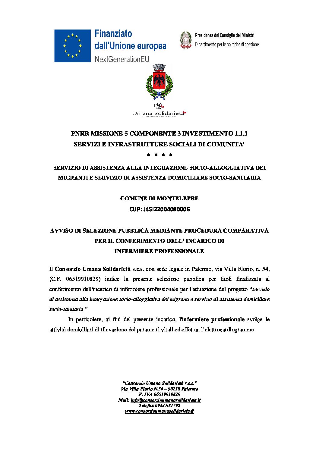AVVISO INFERMIERI MONTELEPRE PDF