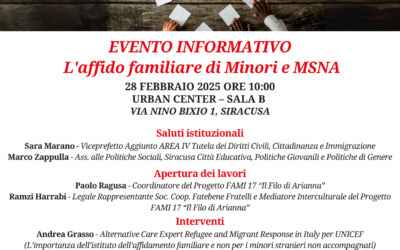 SIRACUSA: UN EVENTO INFORMATIVO SULL’AFFIDO FAMILIARE PER MINORI E MSNA