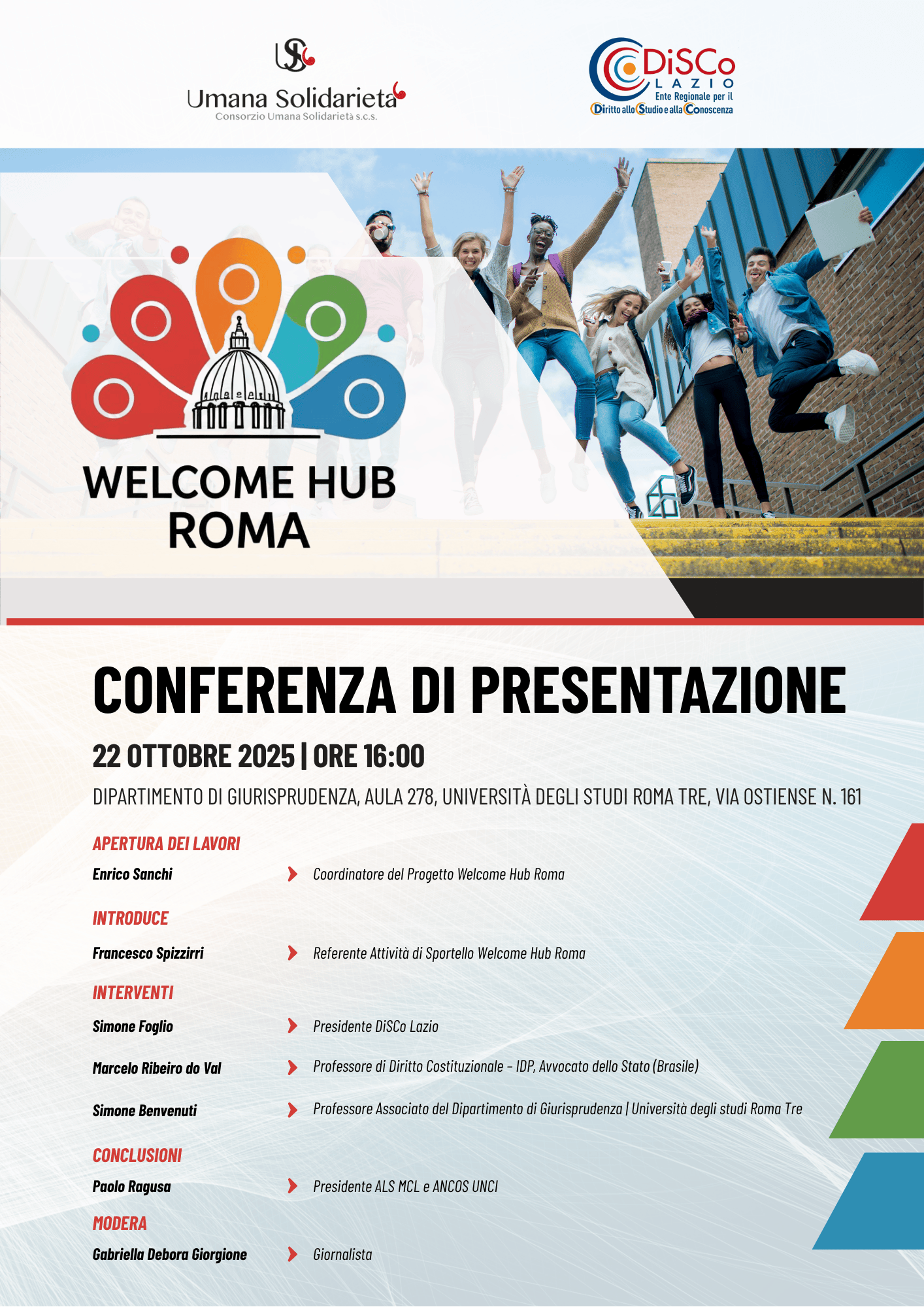 Università Roma Tre: presentazione del progetto “Welcome Hub Roma” per il sostegno agli studenti stranieri