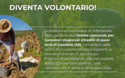 Volontari per l’Ostello dei lavoratori stranieri di Cassibile