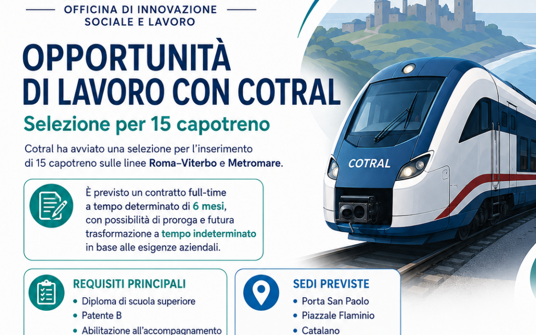Opportunità di lavoro con Cotral: selezione per 15 capotreno